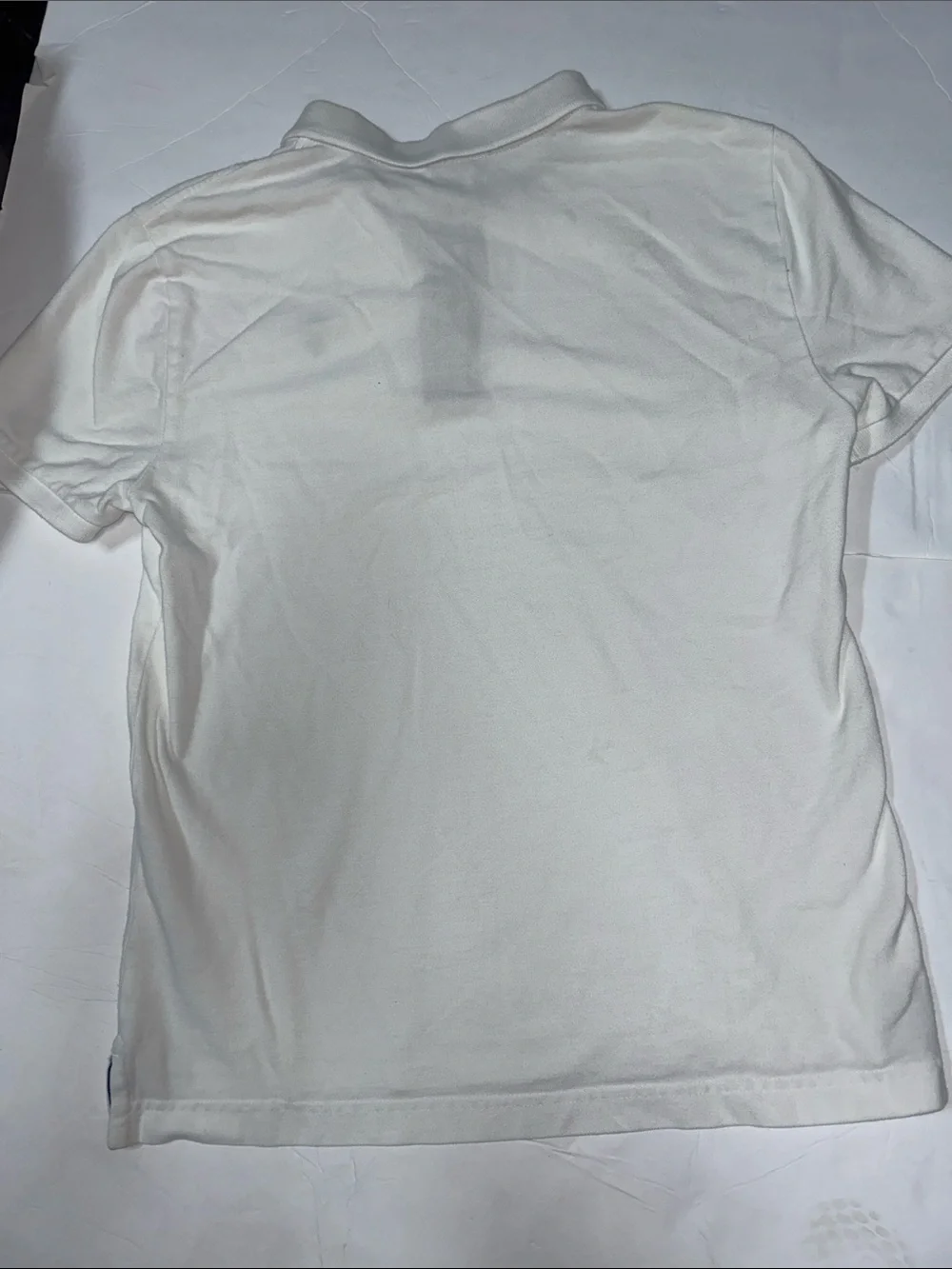 U.S. Polo Assn. Unisex White Polo with Navy Trim and Embroidered Logo Size 14/16